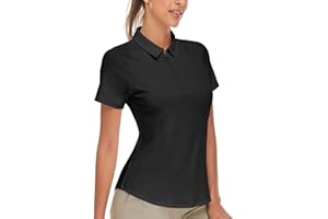 Soneven Polo Femme Ete s Chage Rapide Sport Chemise a Carreaux Respirant Zipper Manches Courtes Blanc 1/4 Zipper pour Golf Tennis