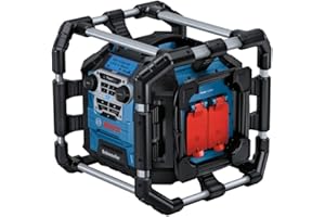 Bosch Professional 18V System GPB 18V-5 SC Akku-Baustellenradio (Empfang über DAB+, Bluetooth®, FM und AUX, inkl. AUX-Kabel, 2X Nicht wiederaufladbare Batterien (AA), im Karton)