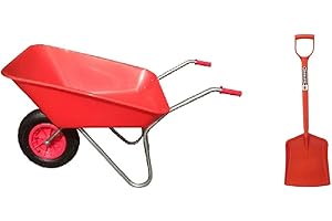 KetoPlastics 85L RED WHEELBARROW WITH 14" PUNCTURE PROOF WHEEL RED TUBTRUG MUCKING OUT SHOVEL