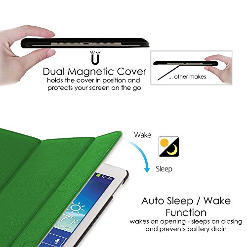 Forefront Cases® Neue Leder Hülle / Tasche / Case / Cover für Samsung Galaxy Tab 3 Lite 7.0 T110 – Rundum-Geräteschutz und intelligente Auto-Sleep-Wake-Funktion mit 3-JAHRES-GARANTIE VON FOREFRONT CASES – inkl. Eingabestift und Displayschutz - 5