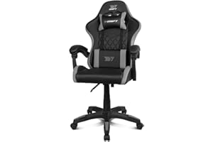DRIFT GAMING DR35 – Silla Gaming Ergonómica Profesional con Soporte Lumbar y Reposabrazos 2D Ajustables, Reclinable 135°, Base Robusta, Ruedas Silenciosas, Tapizado en Cuero Sintético, Negro y Gris