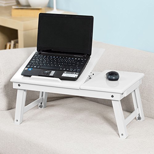 Betttisch, Laptoptisch, Klapptisch aus Holz, FBT02-W, weiß - 4