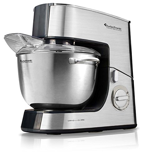 2000W Edelstahl Küchenmaschine 2,7 PS mit 6,5 Liter Edelstahl-Schüssel mit Griffen, perfekte Ergebnisse durch Planetenrührwerk, inklusive Zubehör: Edelstahl Schneebesen, Knethaken & Rührhaken spülmaschinenfest