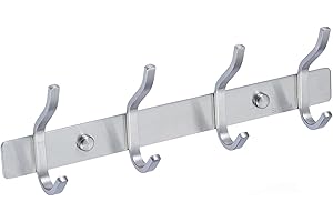 QNIIAED Coat Hooks Wall Mounted,Back of Door Hooks Screw in Metal Heavy Duty Stainless Steel Hanger for Towel,Coat,Robe,Key,Hat,clothes,Bathroom,Bedrooms（Brushed Silver Nickel)