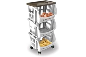 bama Küchenwagen mit Rollen Küchenrollwagen Roller Küchentrolley Küchen Rollwagen Rollregal Küchenwagen schmal eckig Weiß Aufbewahrungswagen