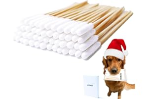 MZQSIY Pet Dog Ear Cleaner Bamboo Cotton Buds 15.5cm Enhanced Long Cane Stick Wax Remover Itchy Ear Remedy Cleaning Swabs for Cleaning Animals Ears Wax Infection Removal (100)