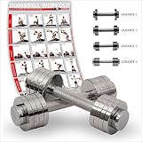 mancuernas cromadas PRODUCTO: Mancuernas cromadas AJUSTABLES 10 kg set (2 x 5 kg) ideales para el entrenamiento corporal y para la POTENCIACIÓN y tonificación en casa o en el gimnasio de los siguientes músculos: bíceps, tríceps, deltoides y pectorales