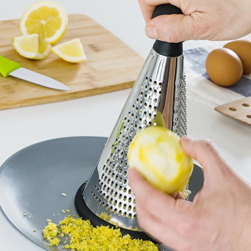 Käsereibe, Parmesan, Gruyère, Zitrusfrüchte, Karotte, Küche, Gemüse, Kegel 3 Seiten Edelstahl Metall 12 x 12 x 24 cm - 4