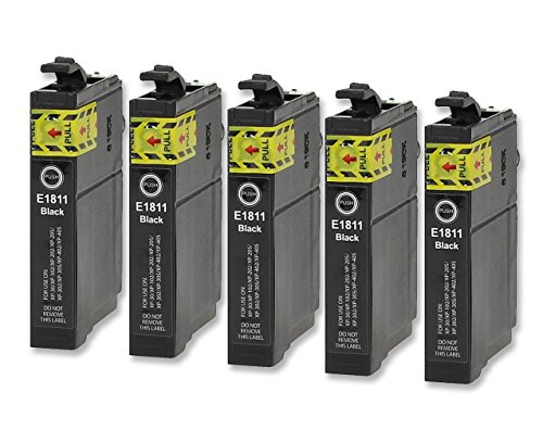 5 Druckerpatronen kompatibel zu Epson 18-XL / T1801 / T1811 (Schwarz) passend für Epson Expression Home XP-100 XP-102 XP-200 XP-202 XP-205 XP-210 XP-212 XP-215 XP-225 XP-30 XP-300 XP-302 XP-305 XP-310 XP-312 XP-313 XP-315 XP-320 XP-322 XP-325 XP-33 XP-400 XP-402 XP-405 XP-405-WH XP-410 XP-412 XP-413 XP-415 XP-420 XP-420 XP-422 XP-425