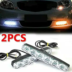 AUTO MT 2 in 1 Car DRL 6 LED with Turn Indicator Function Daytime Running Lights (2pc, 12V DC)