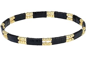 KELITCH Femmes Stretch Bracelet Miyuki Tila Perles Bracelet Rainbow Strand Bracelet Plage Bijoux