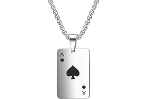 jagosen Poker Halskette Herren Kette Silber Herren Edelstahl Pik Ass Kette Punk Rock Hip Hop Schmuck