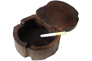 Tauzveok Bois Creative Cendrier extérieur, Ascher tempête de Vent cendrier Grand cendrier, cendrier en Bois Massif pour l'extérieur,12 * 4.5CM