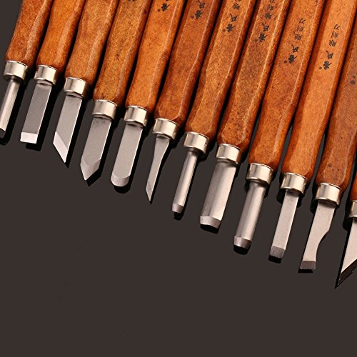 Candora™ handgefertigt Holzschnitzwerkzeug Holz Craft stechbeiteln Tranchiermesser, handgefertigt für Skulptur Diy Griff Wax Carving Keramik – 12 Pieces - 5