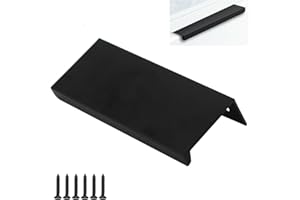 ZERNIPLE 300mm Aluminium Alloy Finger Edge Handle Pull Black Modern Style Drawer Cupboard Handles Wardrobe Handles (4 Pieces)