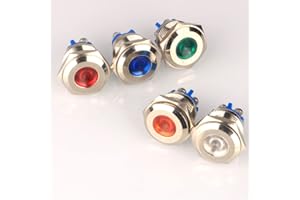 Gebildet 5pcs 230VAC 16mm LED Screw Terminals Indicator Light Stainless Steel Waterproof Indicator Light (5 Colours)