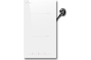 DELITEER Plug-in Induction Hob White, Double Electric Induction Hob Built-in 30CM, Electric Cooktop 2 Ring, 2800W, 9 Power Levels, Safety Lock, Timer, Individual Touch Control, 230V