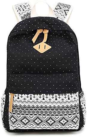 Marsoul Canvas Backpack, Polka Dot lace Korean Fashion Ladies Laptop Shoulder School Bags Casual Style Lightweight Canvas Backpack Travel Daypack