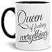 Produktbild Tassendruck Partner-Tasse Queen of Fucking Everything Innen & Henkel Schwarz/Mug/Cup/Geschenk/Für Sie/King & Queen Qualität - 25 Jahre Erfahrung