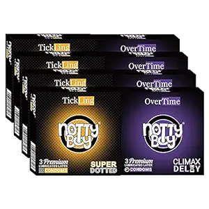 NOTTY BOY Climax Delay Over Time And Super Dotted| 1500 Extra Dots| Condoms pack (3sx8, 24 sheets)