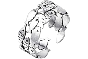 QIANDI Fischringe aus 925er Silber für Damen, verstellbarer Ehering, modischer Sterlingsilber-Schmuck, Mädchen-Geschenk, Sterling Silber, Kein Edelstein