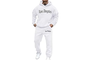 Duohropke Survêtement pour homme - Los Angeles - Imprimé - Ensemble de survêtement ample à capuche et pantalon de jogging Y2K Hip Hop Streetwear - Unisexe - Pull décontracté - 2 pièces