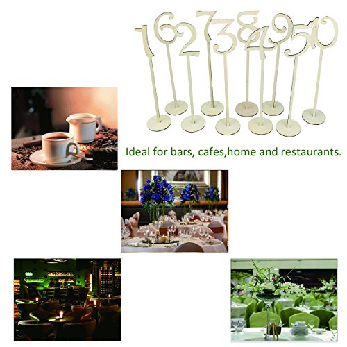 NUOLUX 1-10 Holz Tischnummern Holzform Tischnummern Stick Basis-Set für Hochzeit Geburtstagsparty - 5