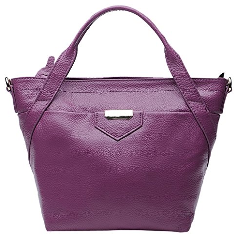 SAIERLONG New Womens Purple Cowhide Genuine Leather Handbags Shoulder Bags