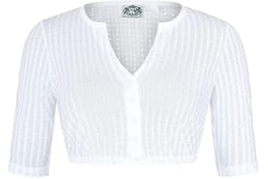 Hammerschmid Damen Dirndlbluse hochgeschlossen Spitze - hoher, WEIß, 32
