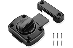 GZGXKJ Bathroom Latch Rotate Bolt Gate Latch Door Lock, Additional Fixed Anti-Theft Lock for Left and Right, Zinc Alloy Latch for Balcony Toilet Window Furniture Pet Gate(Black)