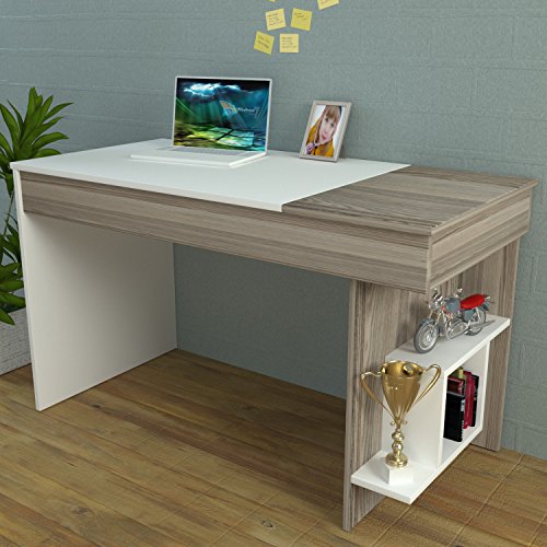 HIDDEN Bureau White / Avola - Computer Workstation - Home Office Desk - Writing Table with shelf unit in modern Design …