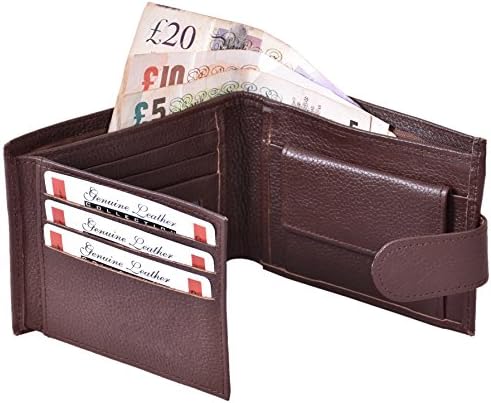 ES Traders® Mens Wallet Luxury Genuine Original Leather Soft Quality Wallet Bifold Wallet Credit Card Holder Gift (Brown)