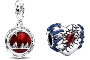 PHCLASY Famille en Forme de Coeur Charms-Journée des mères Saint-Valentin Compatible pour Européen Bracelets ﻿