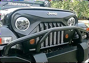 MOTOMAX INC Gladiator/Angry Bird Fiberglass Grill for Mahindra Thar 4x4 Jeep (Matte Black)