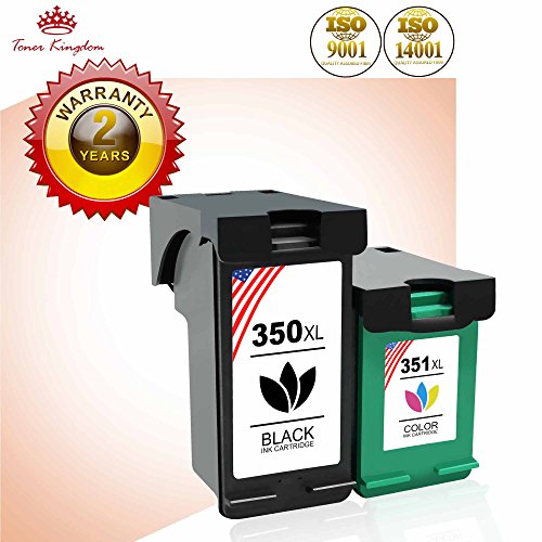 Toner Kingdom 2 Paquete Compatible HP 350XL 351XL 350 351 Cartuchos de tinta Por Photosmart C4480 C4580 C4380 C4348 C4270 C4272 C4275 C4483 C5273 C5275 C5280 C5283 C5200 C4585 C4500 C4485 C4210 C4400 C4280 C4283 C4345 C5250 C5293 Deskjet D4200 D4263 D4360 Officejet J6450 J5785 J6415 Impresora Alto rendimiento  1 Negro   1 Color 
