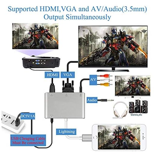 MICROWARE HDTV Cable for iPhone 8 Pin to HDMI VGA 1080P 4k 30Hz Video Audio Photo Computer Cord Laptop TV Projector Accessories for iPhone - Image 7
