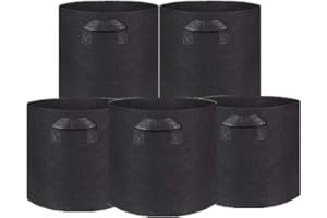 OUYITA Lot de 5 sacs de plantation avec anses en tissu non tissé Noir/gris (40 x 40 cm 50 l, noir)