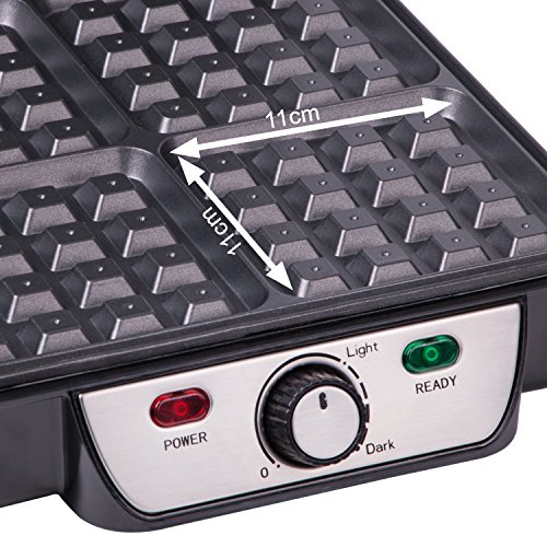 Waffeleisen Belgisch für 4 belgische Waffeln,XXL Waffelautomat,brüssler Doppel,Thermostat, stufenlose Temperatureinstellung, Backampel, Cool-Touch Griff - 3