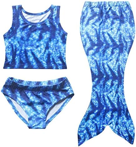 Smail Mermaid Tail Costume Childs Kids Girl Swimwear Swimsuit 3 Pieces Bikini Set