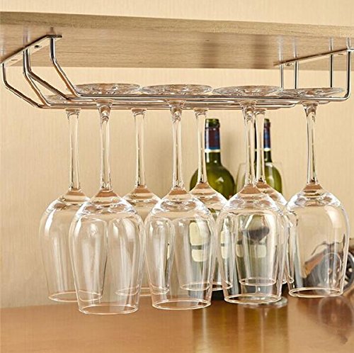Impulse International Stainless Steel Wall Mouting Wine Glass Holder/Rack,(Double Line)