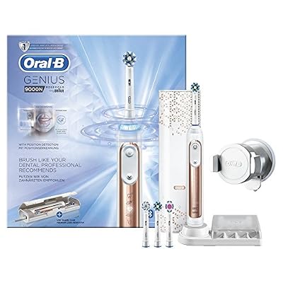 Oral-B Genius 9000N CrossAction Brosse À Dents Électrique Rechargeable Par Braun, 1 Manche Connecté Rosegold, 6 Modes Dont Blancheur, Douceur Et Soin Des Gencives, 4 Brossettes, 1 Étui De Voyage USB