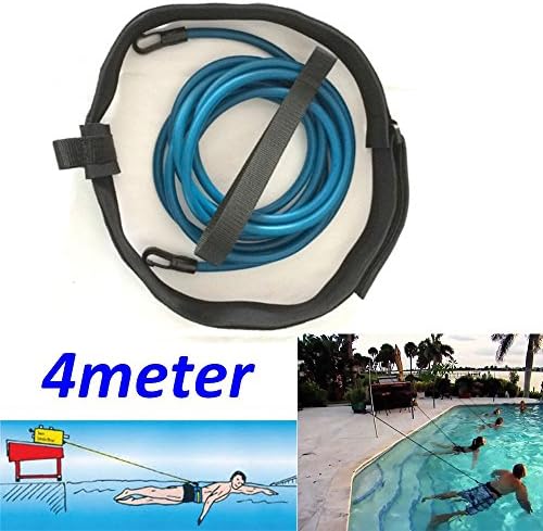 Swim Bungee Trainer Belt Swim Resistance Leash Stationary Swimming System Blue