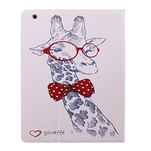 iPad 2 iPad 3 iPad 4 Hülle, Deenor Bunt Painting und Stilvoll Brieftasche Tasche PU Leder Flip Protective Stand Tasche Schutzhülle Hülle für Apple iPad 2 iPad 3 iPad 4 Generation.[Giraffe] - 3