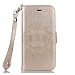 Produktbild Lonchee iPhone 6 6S (4,7 Zoll) Wallet Tasche Brieftasche Schutzhülle ,Mandala Blumenmuster geprägt Muster Design Hochwertige PU Leder Folio Tasche Case Hülle im Bookstyle mit Standfunktion Kredit Kartenfächer (Gold)