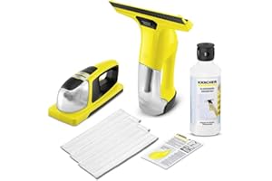 APH REINIGUNGSTECHNIK Kärcher Akku Fenstersauger WV 6 + KV 4 Vibrierender Akku Wischer 1.633-570.0 (Inkl. 1x Glasreiniger RM 500 & 3x Wischtuch für KV 4)