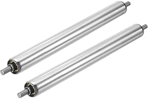 sourcing map Stainless Steel Conveyor Roller 25mm Diameter 250mm Length Gravity Transmission Replacement Part Galvanized End (Silver, Pack of 2)