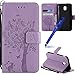 Produktbild Galaxy J5 2017 Europäische Version Hülle,Lederhülle für Samsung Galaxy J530,MoreChioce Schön Helles Lila Katzen und Bäume Muster PU Leder Bookstyle Klapphülle Flip Case Folio Schale,Premium Kunstleder Handytasche Inner TPU Back Cover Protective Brieftasche Wallet Case Magnetische Ständer Funktion für Samsung Galaxy J5 2017 / J530 Europäische Version + 1x Blau Stylus Stift