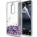 Produktbild LeYi Nokia 5 Hülle Glitzer Süße Frauen Mädchen Flüssig Bewegende Treibsand Transparent Dual Slim Dünn TPU Silikon Handyhülle mit HD-Schutzfolie für Nokia 5 Case Cover ZX Purple