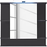 trendteam smart living Badezimmer Spiegelschrank Spiegel Tetis, 72 x 76 x 20 cm in Korpus Graphit ( Dunkelgrau), Front Weiß m