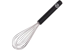 Starchef Stainless Steel Whisk Egg Beater Silicone Anti-Slip Handle Soft Grip（10.5Inch/Black）